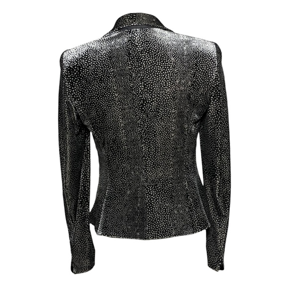 Armani Collezioni Jacket Women's 6 Black Silver Micro Dot Velvet Velour Blazer - Picture 5 of 10